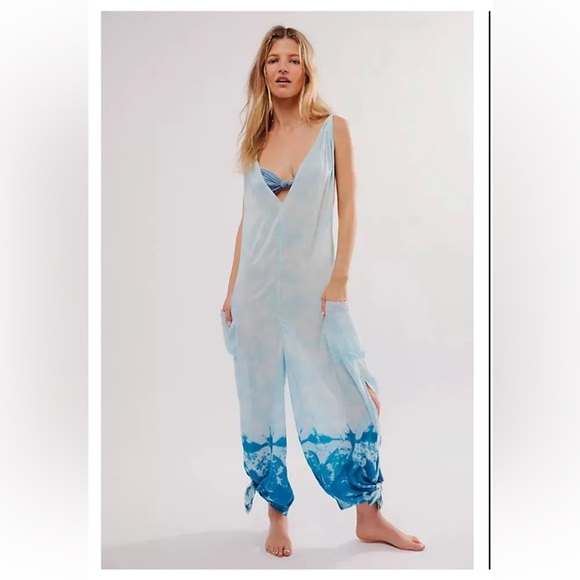 FREE PEOPLE MOVEMENT ANTHROPOLOGIE Beach Break Boho Jumpsuit New Size Large - Picture 2 of 10